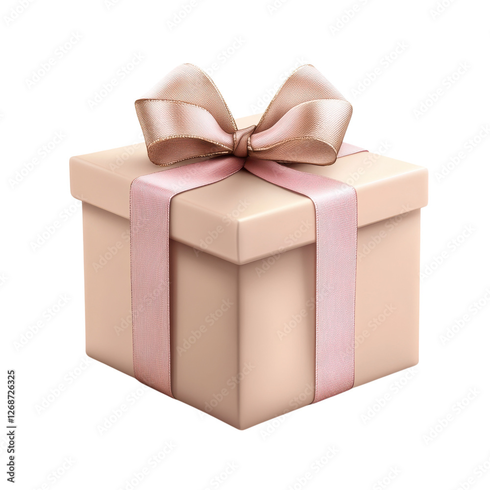 Obraz premium A beautifully wrapped gift box with a pink ribbon and bow.