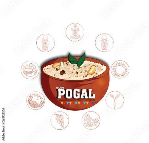 Happy Pongal festival of Tamil Nadu India for card, banner background.