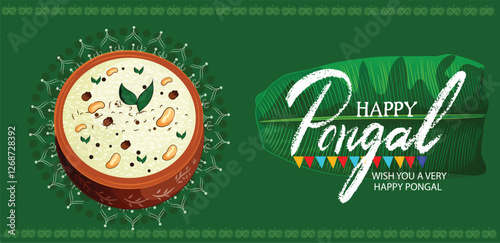 Happy Pongal festival of Tamil Nadu India for card, banner background.