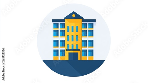 Colorful illustration of a modern apartment building photo