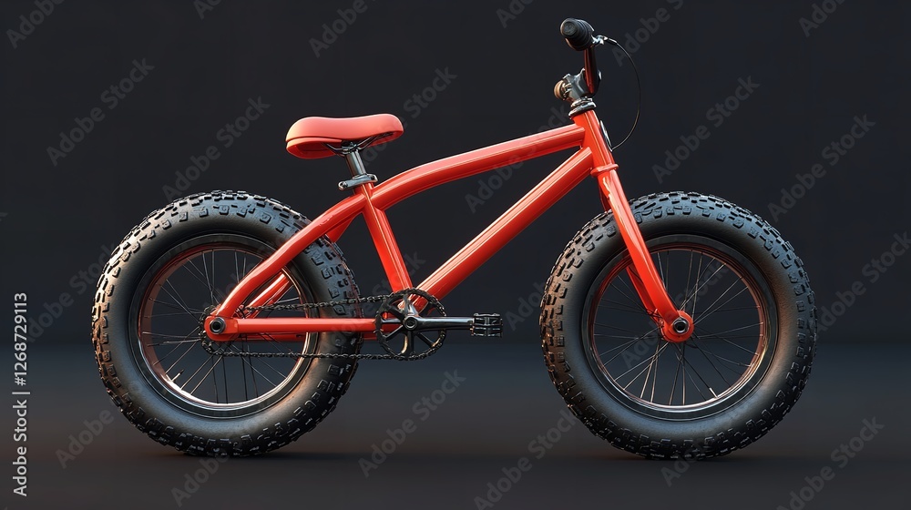 Fototapeta premium Red Childrens Bicycle Isolated on White Background 