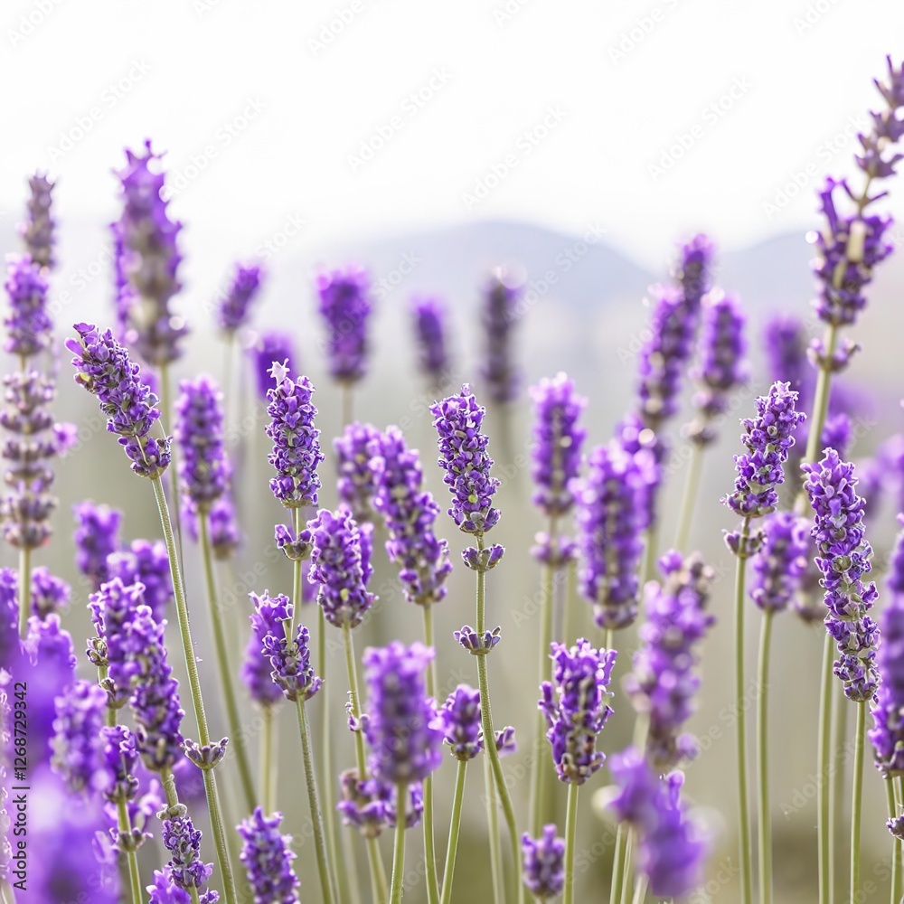Naklejka premium lavender field. purple flowers. sky, landscape