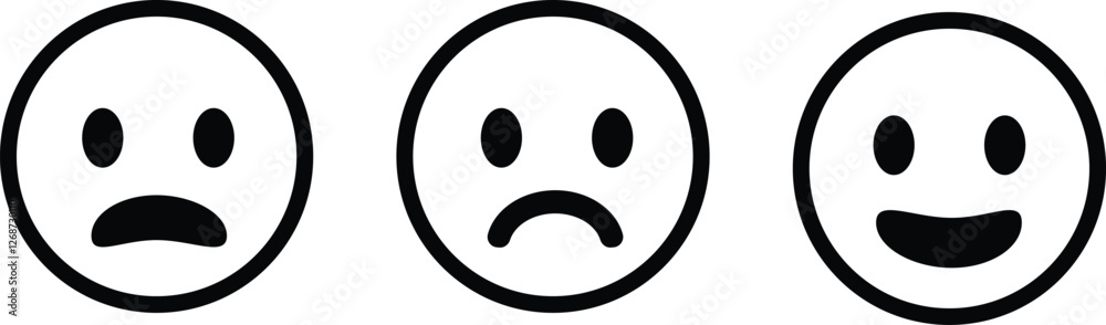 Emotion icon set.Rating happy neutral sad emoji emotion icon customer satisfaction smiley good bad medium reaction. Emotion icon set.Rating happy neutral sad emoji emotion icon customer satisfaction smiley good bad medium reaction.