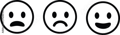 Emotion icon set.Rating happy neutral sad emoji emotion icon customer satisfaction smiley good bad medium reaction.