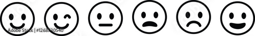 Emotion icon set.Rating happy neutral sad emoji emotion icon customer satisfaction smiley good bad medium reaction.