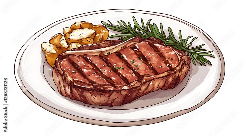 Grilled Steak with Roasted Potatoes and Rosemary Grilled Steak with Roasted Potatoes and Rosemary