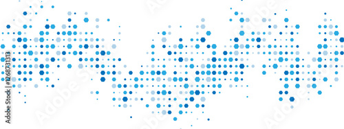 Energetic blue geometric frame. Chaotic hexagons, particles, and fragments create a textured cellular network feel. Great for business, tech, and medical posters, presentations. Vector illustration.