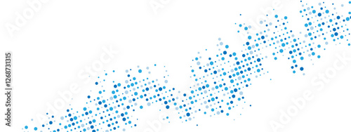 Energetic blue geometric frame. Chaotic hexagons, particles, and fragments create a textured cellular network feel. Great for business, tech, and medical posters, presentations. Vector illustration.