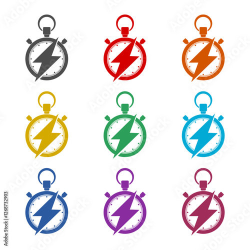 Fast acting time icon isolated on white background. Set icons colorful