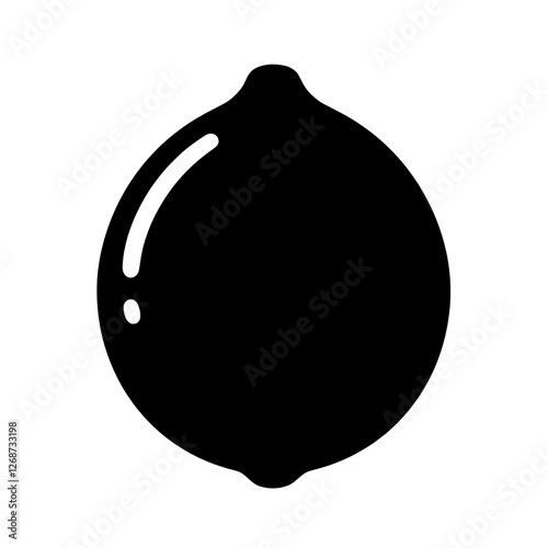 Black and White Lime Icon: A bold and graphic black and white icon depicting a single lime, perfect for adding a touch of zesty visual interest to your designs, branding, or app interface. 