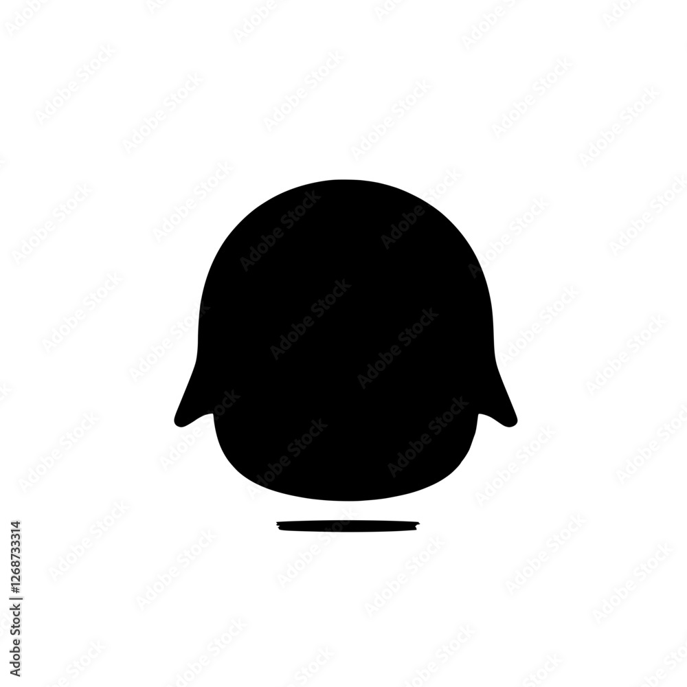 Silhouette of a Helmet: A simple silhouette of a classic helmet against a white background, representing protection and security. This vector graphic can be used in a variety of applications. Silhouette of a Helmet: A simple silhouette of a classic helmet against a white background, representing protection and security. This vector graphic can be used in a variety of applications.