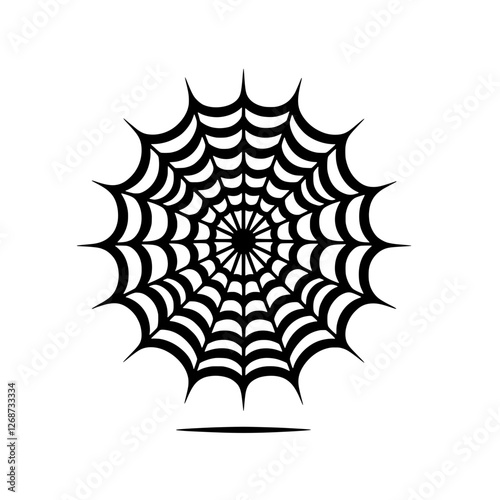 Intricate Spider Web: A black and white vector illustration of a detailed spider web, with a circular shape and intricate patterns. This design is perfect for creating spooky Halloween themes.
