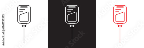 IV bag icon.  isolated on white and black background. Vector illustration. EPS 10
