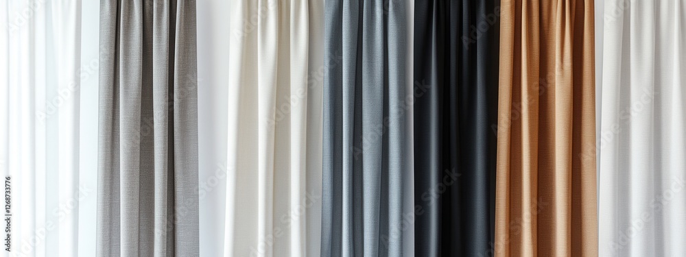 Fototapeta premium Elegant Fabric Drapes in Various Colors for Interior Design and Home Decor Inspiration