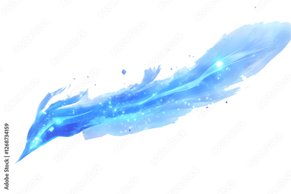 Abstract blue light streak on transparent background. Glowing particles and energy effect. Digital art, design element Abstract blue light streak on transparent background. Glowing particles and energy effect. Digital art, design element