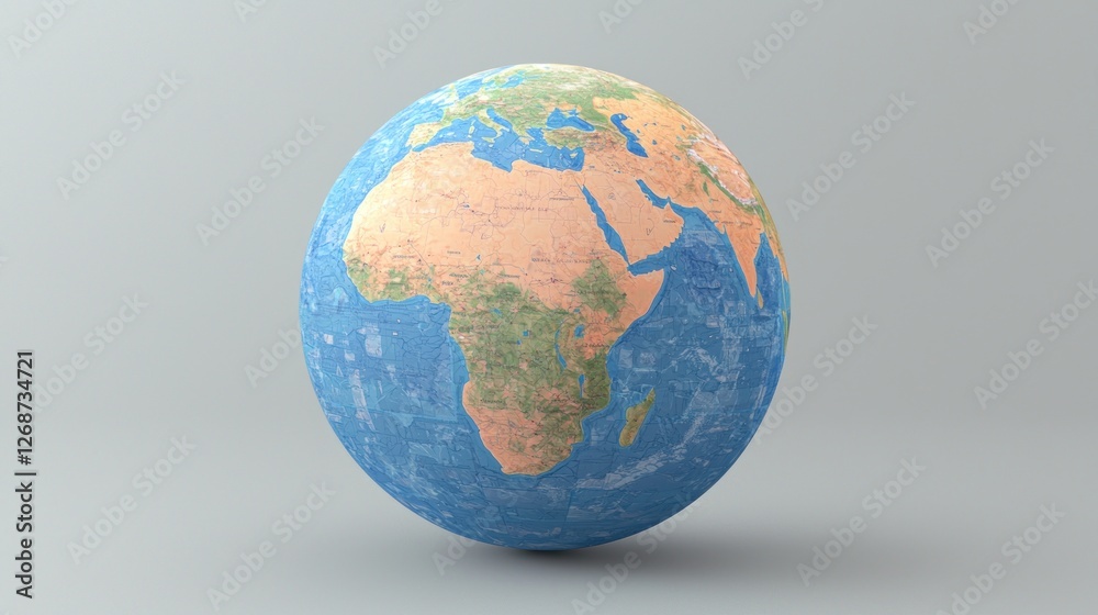 Earth globe, isolated on plain background, showing Africa, education Earth globe, isolated on plain background, showing Africa, education