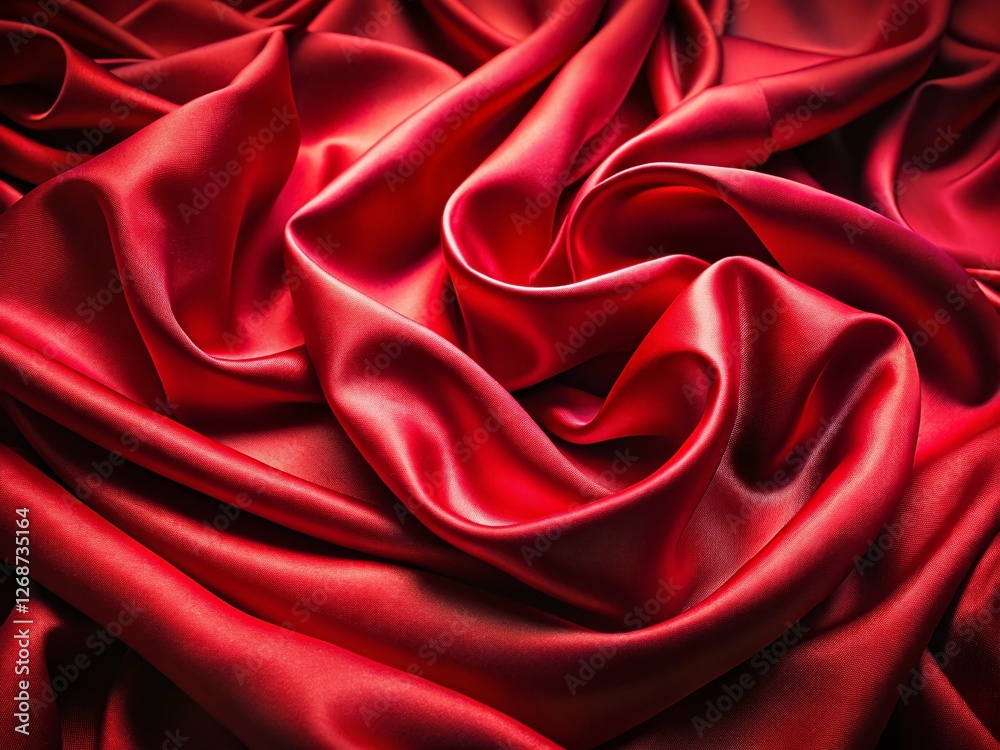 Obraz premium Abstract Red Satin Wave Pattern Background - Luxurious Silk Texture
