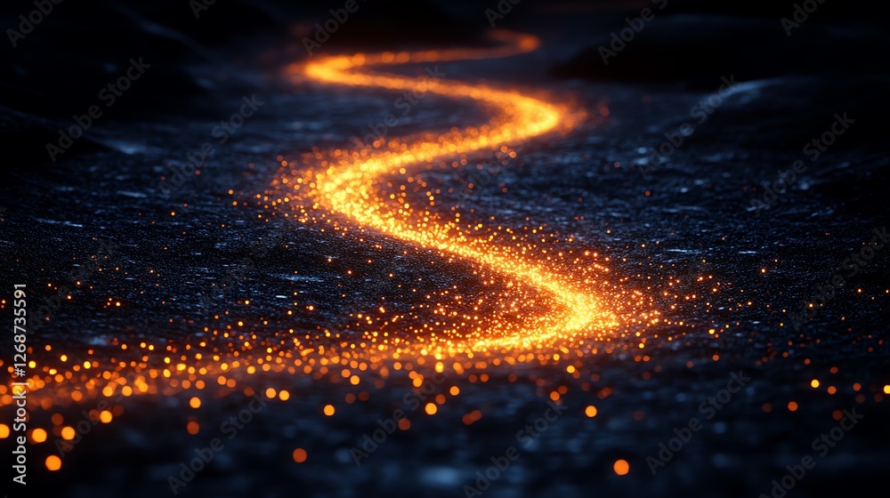 Abstract Glowing Trail Dark Background Orange Sparks art hot fire path Abstract Glowing Trail Dark Background Orange Sparks art hot fire path