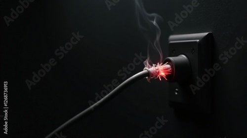 Overheated Electrical Wire Sparks and Smoke Emitting from a Wall Outlet