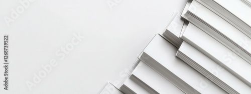 Clean and Modern Composition of Stacked White Pages on Minimalist Background photo