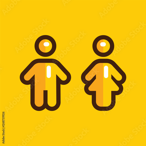 Yellow backgound wc toilet icon design