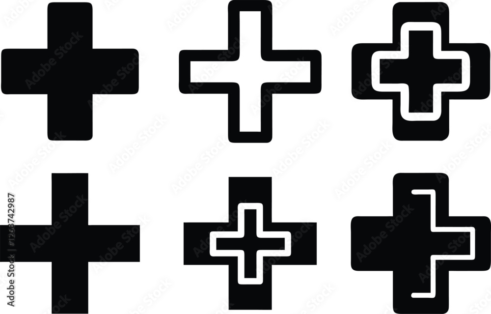 Obraz premium Minimalist Medical Cross Vector Design File