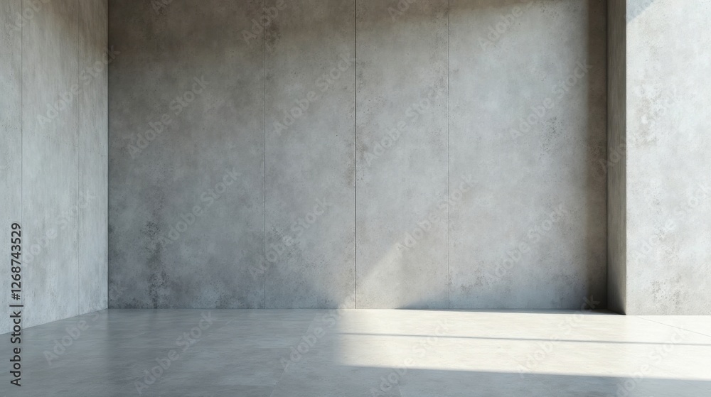 Empty Room with Concrete Walls and Sunlit Floor A Minimalist Interior Design Concept Empty Room with Concrete Walls and Sunlit Floor A Minimalist Interior Design Concept