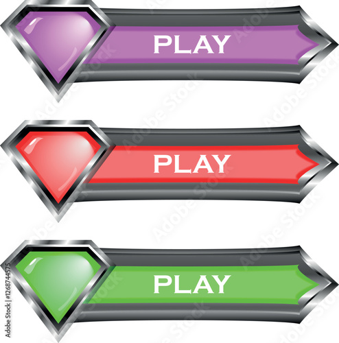 3d buttons collection for UI and UX design template. Realistic red glossy squared and rounded badges , Set of sci fi modern user interface elements futuristic abstract, A collection of game button