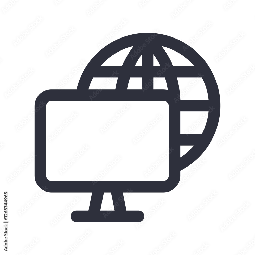 Web icon design monitor globe icon Web icon design monitor globe icon