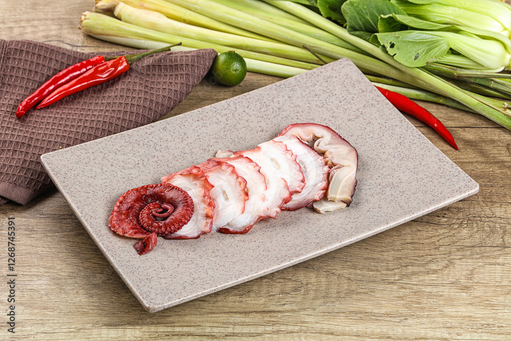 Raw octopus sashimi snack apetizer Raw octopus sashimi snack apetizer