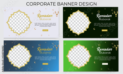 ramadan kareem islamic banner with gradient background vector illustration