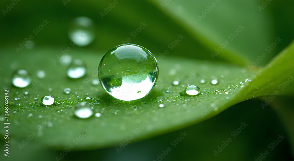 Beautiful water drops after rain on green leaf in sunlight, macro. Many droplets of morning dew outdoor, beautiful round bokeh, selective focus. Amazing artistic image of purity and fresh of nature. Beautiful water drops after rain on green leaf in sunlight, macro. Many droplets of morning dew outdoor, beautiful round bokeh, selective focus. Amazing artistic image of purity and fresh of nature.