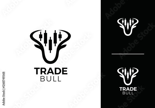 bull head with forex trading logo. financial economy chart symbol vector design	
