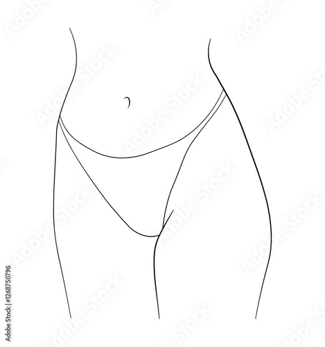 woman panties bikini black and white drawing