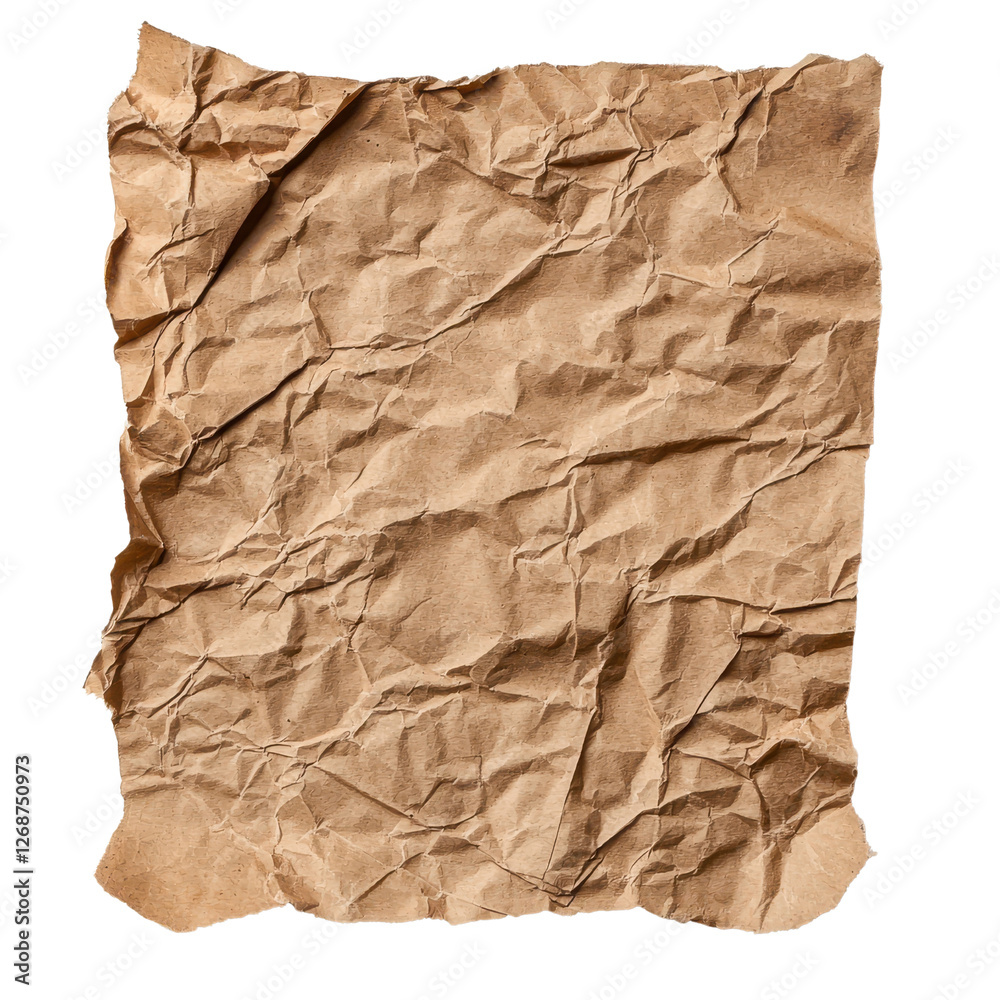 Obraz premium Crumpled Brown Paper Texture Suitable for Backgrounds, Crafts, and Creative Projects in Vintage and Rustic Style, Ideal for Various Art Applications