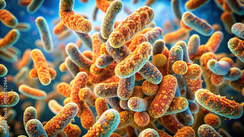 Naklejka premium Colorful Bacteria Microorganisms in a Scientific Abstract Background