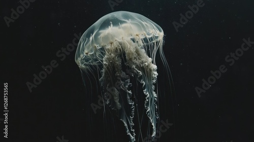 A box jellyfish. On a black background photo