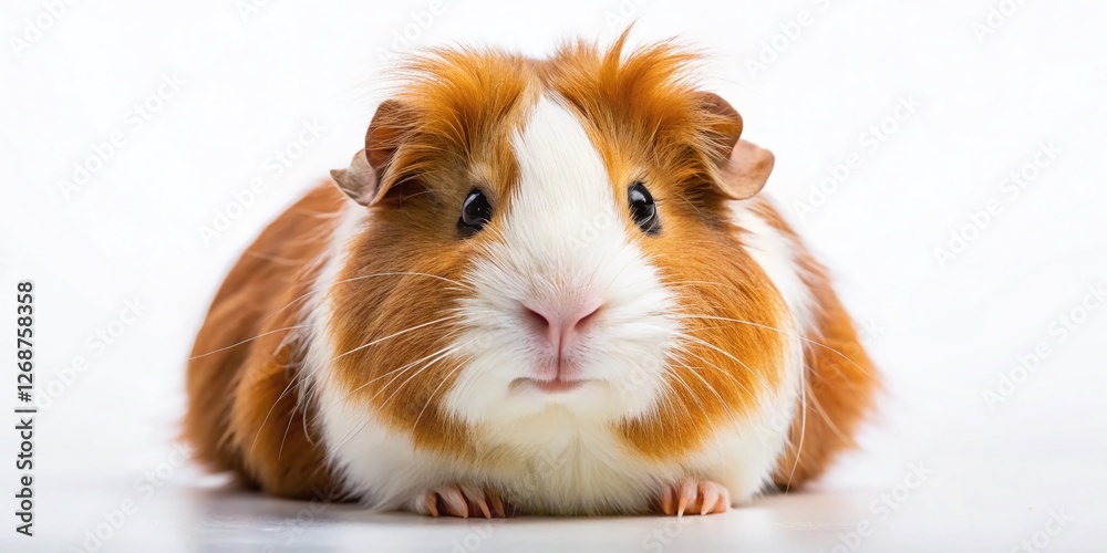 Adorable Guinea Pig Isolated on White Background - Studio Shot