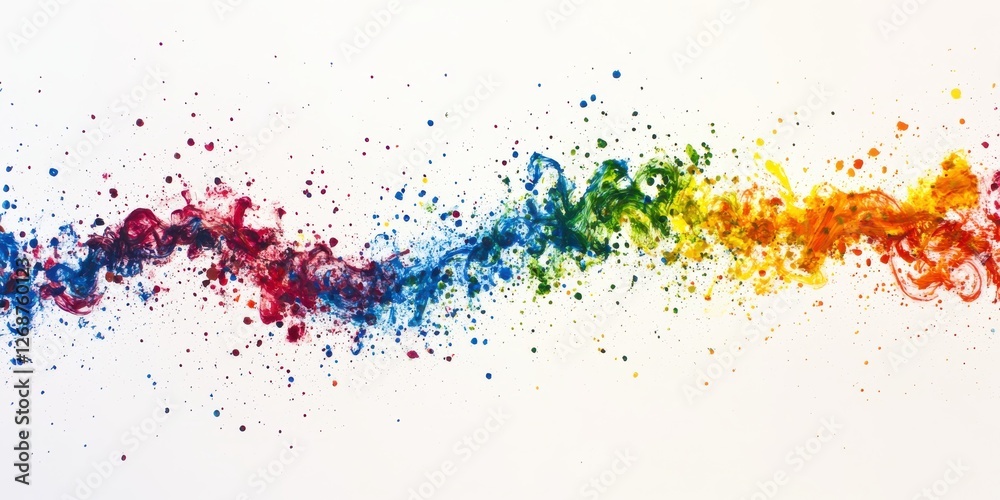 Obraz premium Vibrant dynamic splatter texture showcasing colorful swirls and patterns against a white background