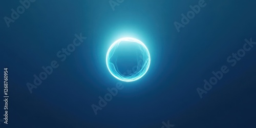 A luminous blue sphere emits gentle light in dark space