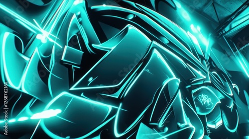 Neon graffiti art in a dark urban space