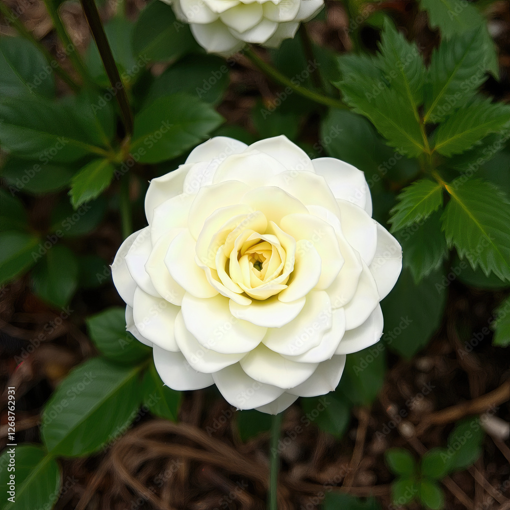 White ranunculus flower with green leaf in garden that show delicate perception and purely natural bloom in detailed and very close up shot in daylight White ranunculus flower with green leaf in garden that show delicate perception and purely natural bloom in detailed and very close up shot in daylight