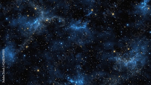 Fototapeta Naklejka Na Ścianę i Meble -  Cosmic texture featuring deep blues and shimmering stars in a vast expanse of space during the night