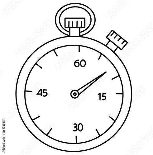 Cute cartoon hand drawn vector stop watch coloring page.