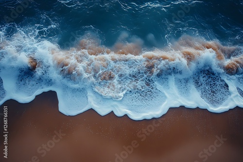 Ocean Waves Crashing on Sandy Shore - Coastal Serenity for Nature Photography photo