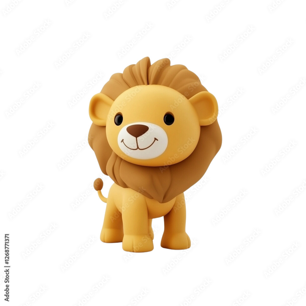 Fototapeta premium Cute cartoon lion character with friendly expression and fluffy mane