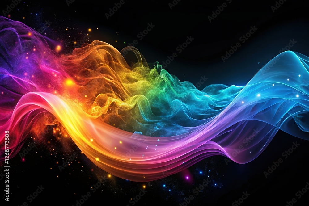 Obraz premium Abstract Glowing Smoke Wave, Particle Background - Black - Stock Photo
