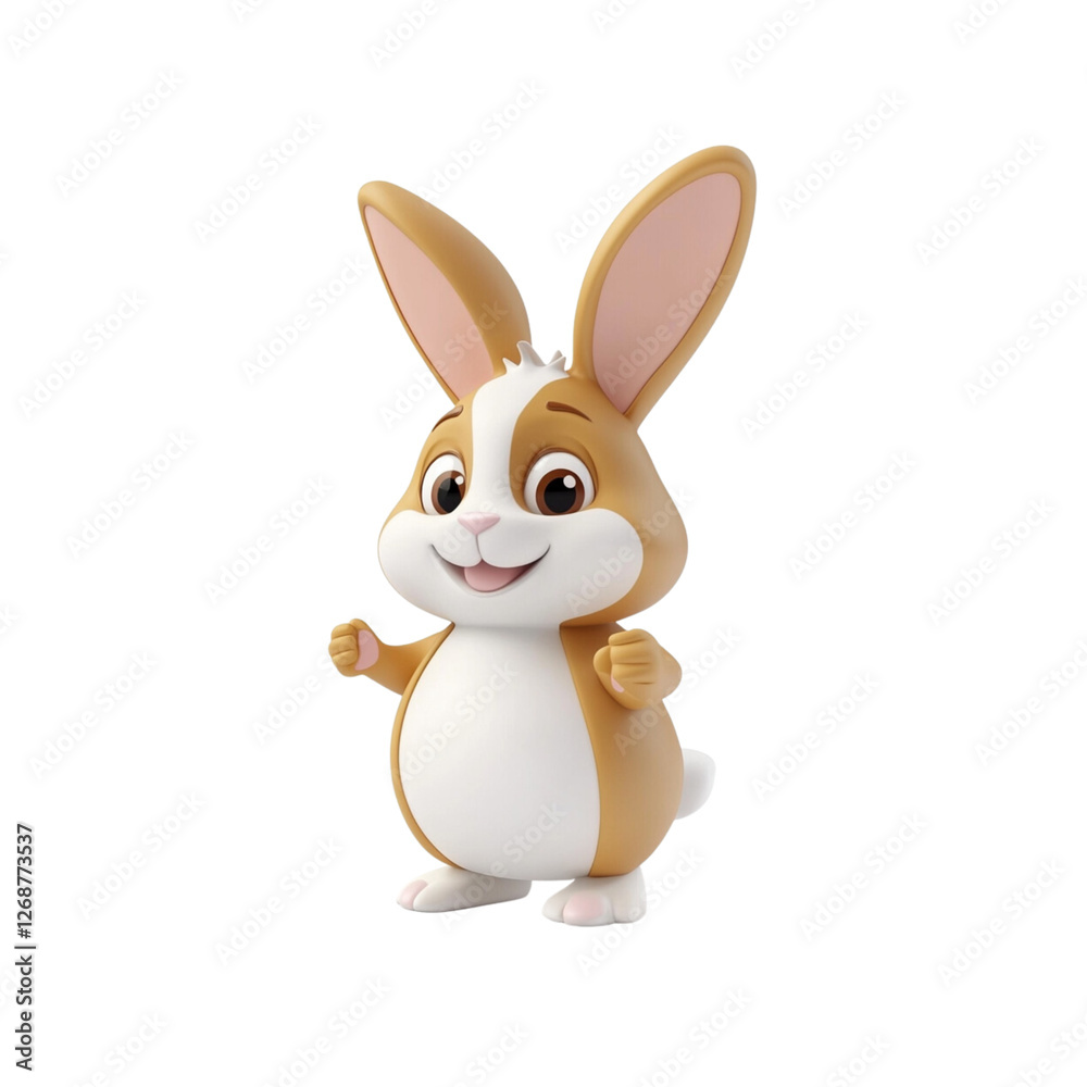 Fototapeta premium Cute cartoon rabbit character with cheerful expression
