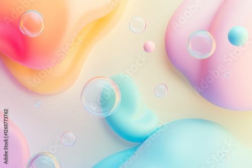 Abstract pastel background created with floating soap bubbles and light