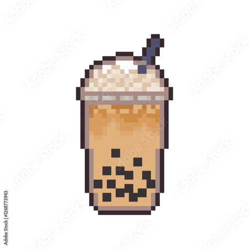 brown boba drink pixel art